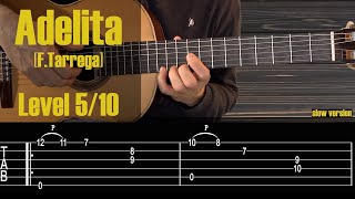 Adelita Tarrega Guitar Tutorial Free TabSheet [upl. by Hanikehs949]