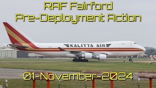 RAF Fairford PreDeployment Action Cargo Boeing 747 and C17A arrive with Kit for the BTF 01Nov24 [upl. by Mcquoid]