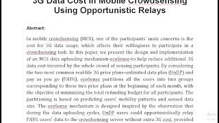 ecoSense Minimize Participants’ Total 3G Data Cost in Mobile Crowdsensing Using Opportunistic Relays [upl. by Yerhcaz]