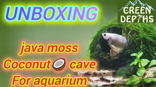 Unboxing java moss coconut🥥 cave for aquarium trendingvideo aquariumfish bettafish gorkhakhukuri [upl. by Jody]