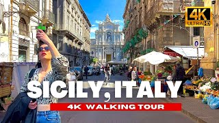 🇮🇹 Sicily Italy Walking Tour  Catanias Historical Market amp Square  4K HDR  60fps [upl. by Barncard]