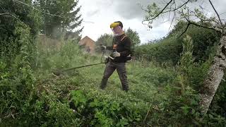 Stihl fs411 cem versus long overgrown grass weeds and shrubbery Tomstrips [upl. by Fancy]