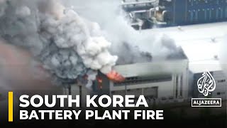 South Korea One dead 21 ‘unaccounted for’ as fire rages at lithium battery plant in Hwaseong [upl. by Joelie]