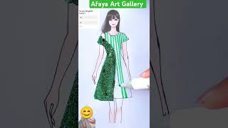 Do you like green dress  Beautiful dress with Glitter satisfyingCreativeArt Shorts [upl. by Norah]