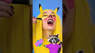 RACCOON REACTS TO PIKACHUS MESSY ART SESSION 🖌️ funny raccoon [upl. by Alfie]