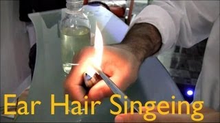 ✄ Barber Tutorials 3  How To Prepare For Ear Hair Singeing [upl. by Washington]