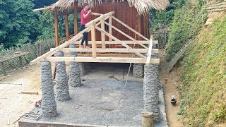 Construction process of assembling wooden house frame and kitchen Trieu Thi Hay [upl. by Ahsiemac]