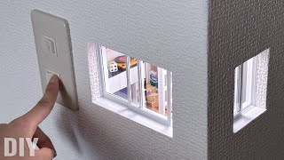 部屋の角にこびと用の家を作ってみた【ミニチュア】How to make a miniature corner room in the wall [upl. by Yalonda]