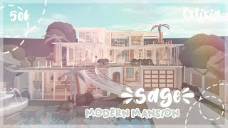 BLOXBURG  Sage 🌿 Modern Family Mansion Exterior  House Build  50k [upl. by Vaughn]