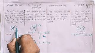Atomic radius Electron Affinity Electronegativity Ionization potential amp its periodic variations [upl. by Lajes]