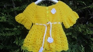 Casaquinho para bebê em crochê parte 1 Crochet Cardigan  Chaqueta Gancillo Rebeca [upl. by Perrie]