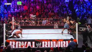 John Cena runs into The New Nexus in the Royal Rumble Match Royal Rumble 2011 [upl. by Atnom]