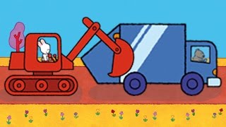 Didou dessinemoi une Pelleteuse un Camion Poubelle et Hydroglisseur  Dessin animé pour enfants [upl. by Ailedamla]