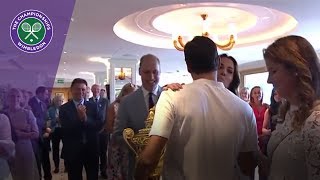 Roger Federer congratulated by family fans and royalty after Wimbledon 2017 win [upl. by Akcirret]