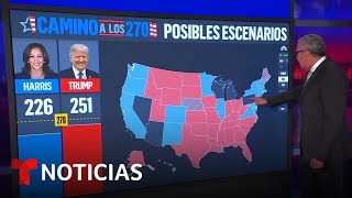 ¿Estos son posibles escenarios para que Trump o Harris ganen en estados clave  Noticias Telemundo [upl. by Aramahs186]