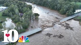 Drone video shows Greene County bridge collapse Friday [upl. by Cavit774]