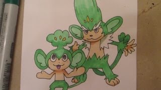 How to draw Pokemon No511 Pansage No512 Simisage [upl. by Granese]