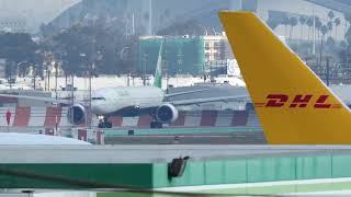 EVA AIR BR5 Boeing 777300ER Reg B16709 Los Angeles to Taipei [upl. by Eidarb]