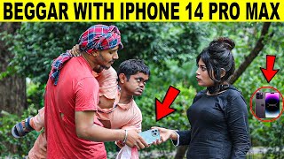 Beggar With IPHONE 14 Pro Max Prank  Rich Beggar SmartiesPrankTV [upl. by Marchelle]