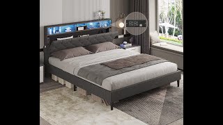 Bed ADORNEVE Queen Bed Frame with LED Lights Outlets and USB Ports Storage viral video bed [upl. by Sarkaria216]