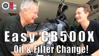 Best CB500X Oil Change Video  with Rally Raid Skid Plate Removal [upl. by Berhley]