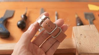 Making a Slipthru Watch Strap from Natural Cordovan Leather [upl. by Eylloh]