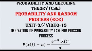 Probability law of Poisson process derivation  PQTCSE PRPECE UNIT3 VIDEO13 [upl. by Akiemahs]