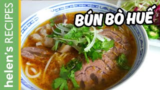 How to make BUN BO HUE  Vietnamese Spicy Beef Noodle Soup  Helens Recipes [upl. by Milford]