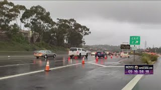 San Diego Winter Storm causes road closures [upl. by Annirtak]