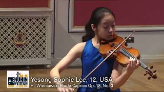 Yesong Sophie Lee  Wieniawski Etude Caprice Op 18 No 3 Menuhin Competition 2018 [upl. by Boyt557]