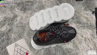 2021 Real VS Fake Versace chain reaction sneakers unboxing checking [upl. by Atinuahs227]