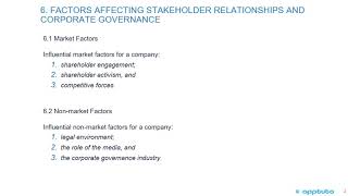 describe market and nonmarket factors that can affect stakeholder relationships [upl. by Inavoy545]