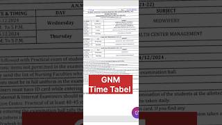 GNM Time Tabel Out gnm nursing nursingofficer nursingstudent timetable exam [upl. by Womack]