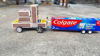 How to make matchbox and Colgate truck  hand made truck Easy process  diy truck  hand made [upl. by Bernat566]