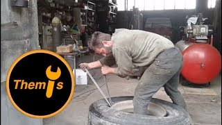 How to Mount and Dismount a Truck Tire With Pry Bars in 10 Minutes [upl. by Anirehtac]