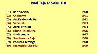 Ravi Teja Movies List [upl. by Gibbs]