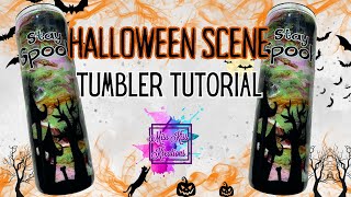 Halloween Scene Tumbler Tutorial for Beginners [upl. by Ycnej]