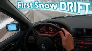 First Snow Drift  BMW E46 320i POV [upl. by Anivlac]