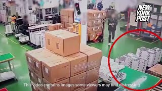 Video shows moment multiple batteries exploded at South Korean battery plant [upl. by Lejna761]