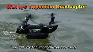 WLToys Q353 Air Land Sea Triphibian Quadcopter Water Play [upl. by Hollyanne]