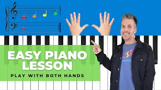 Easy Piano Lesson for Kids  Play with Both Hands [upl. by Raynell]