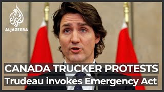 Trudeau invokes emergency powers in response to trucker protests [upl. by Chuah475]