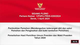 Sidang Perkara Nomor 1PHPUPRESXXII2024 Senin 1 April 2024 [upl. by Nellda]