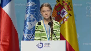 Facts amp figures about the climate crisis  Greta Thunbergs speech at COP25 Madrid December 2019 [upl. by Dwaine868]