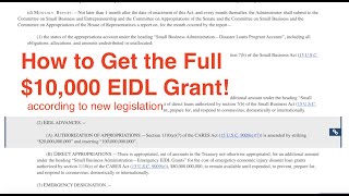 Heres How to Get the Full 10000 EIDL Grant According to the New Legislation [upl. by Dawson]