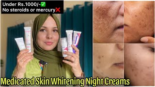 Medicated skin brightening NIGHT CREAMS for hyperpigmentation melasma dark spots freckles amp Tan [upl. by Ztnaj987]