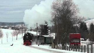 Fichtelbergbahn im Winter  27012012  Schmalspurbahn  Dampflok [upl. by Yngad]