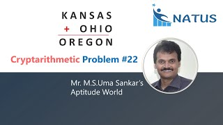 Cryptarithmetic Addition  Problem 22  KANSASOHIOOREGON [upl. by Imot]