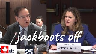 Freeland LOSES IT when urged to quottake the JACKBOOTS off the necks of Canadiansquot [upl. by Gratia]