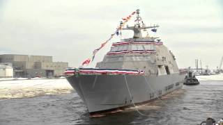 Littoral Combat Ship LCS 11 Sioux City Side Launch [upl. by Ginzburg]